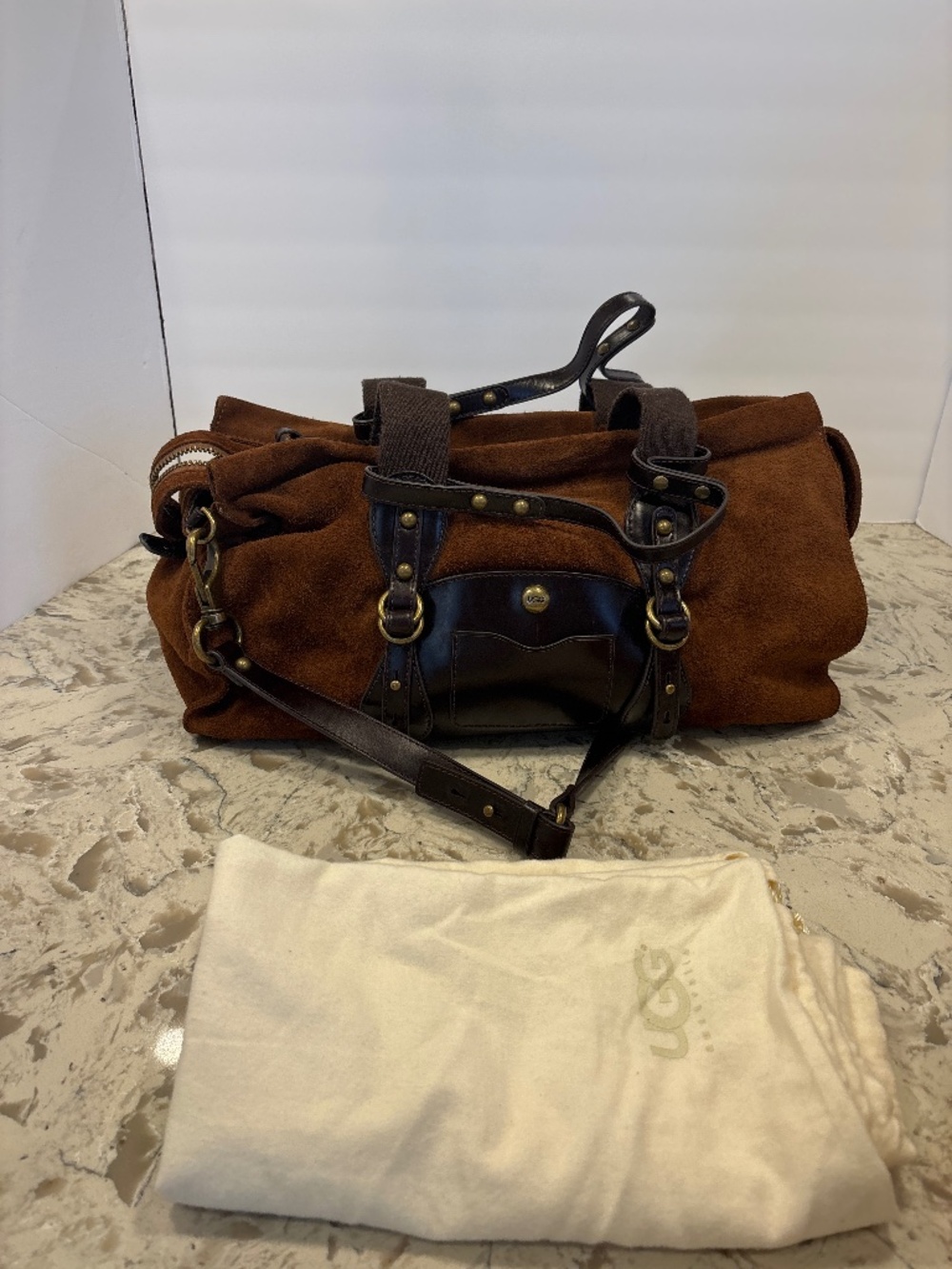 Rare Vintage UGG Scout Doctor Duffel Bag Chestnut Brown Suede W/ Dust Bag